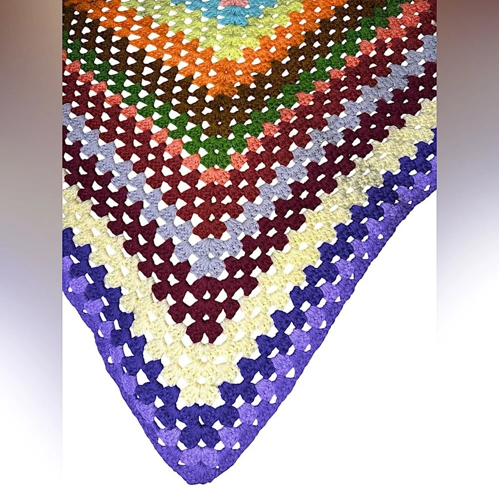 Handmade Crochet Afghan Throw Blanket - Vibrant Multicolored - 54 x 54 inches